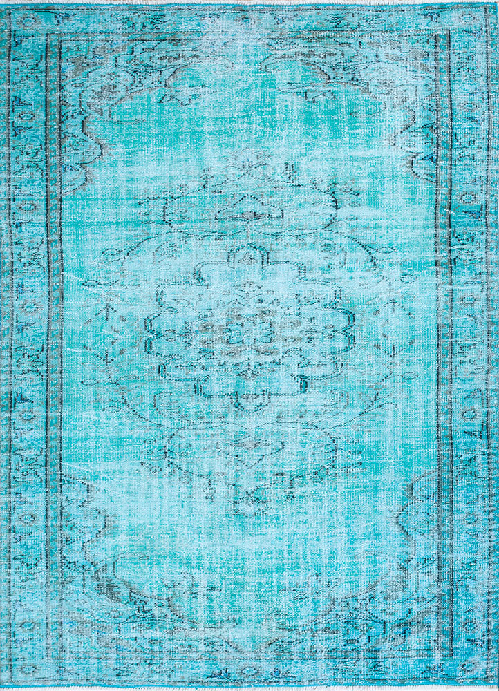 lacuna green wool hand knotted Rug - HeadShot