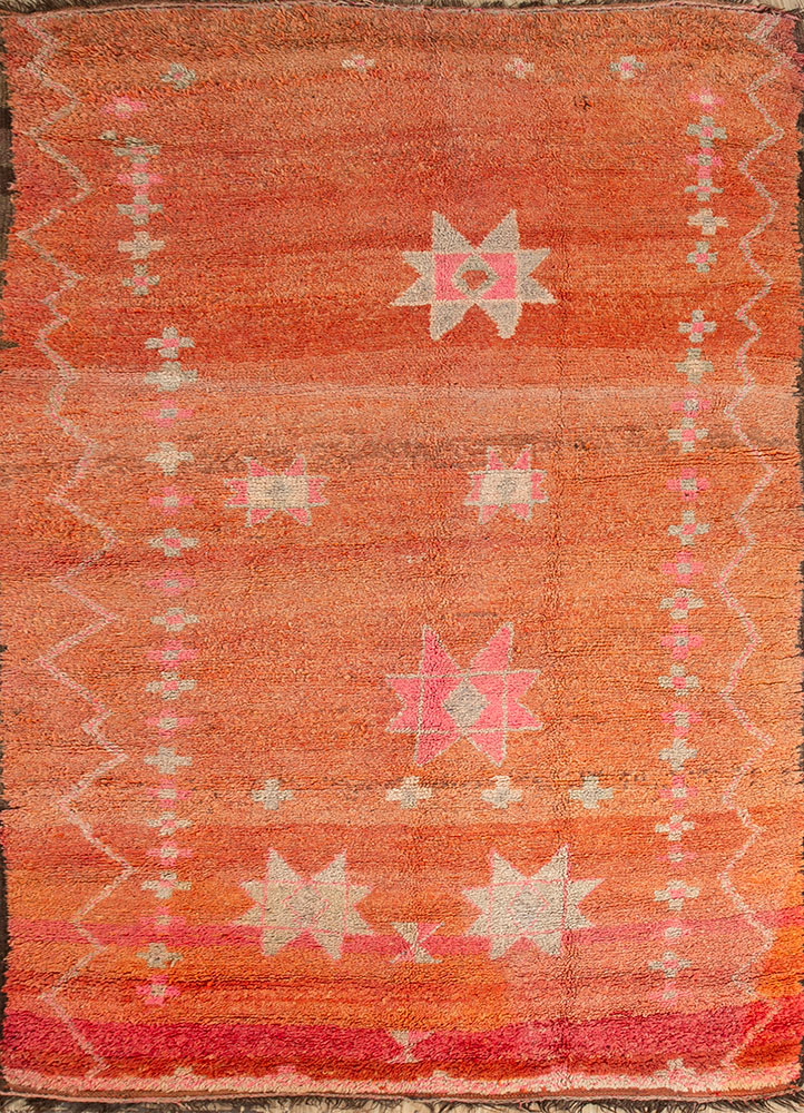nuray red and orange wool hand knotted Rug - HeadShot