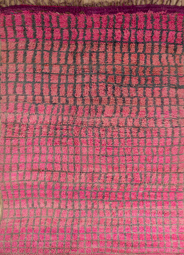 nuray pink and purple wool hand knotted Rug - HeadShot