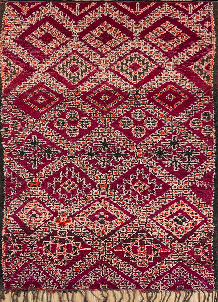 nuray red and orange wool hand knotted Rug - HeadShot