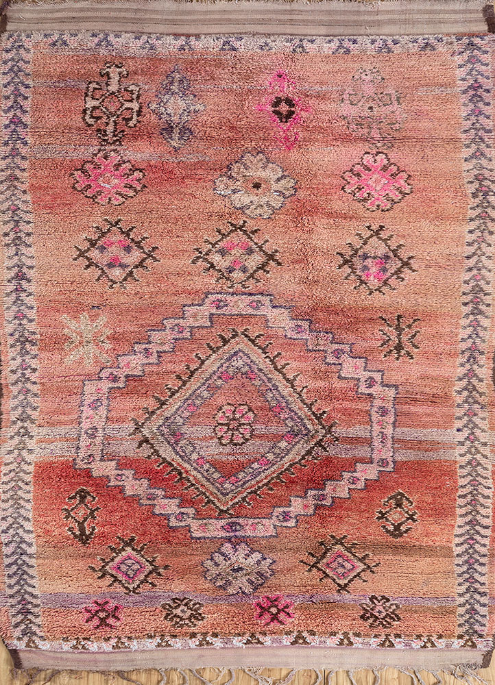 nuray red and orange wool hand knotted Rug - HeadShot