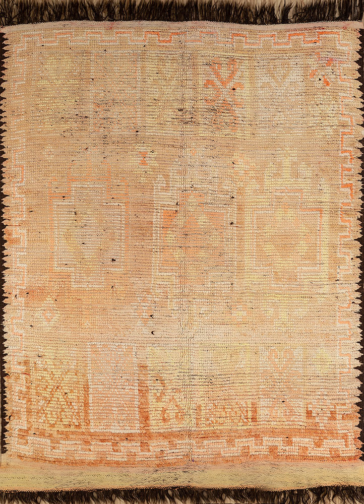 nuray red and orange wool hand knotted Rug - HeadShot