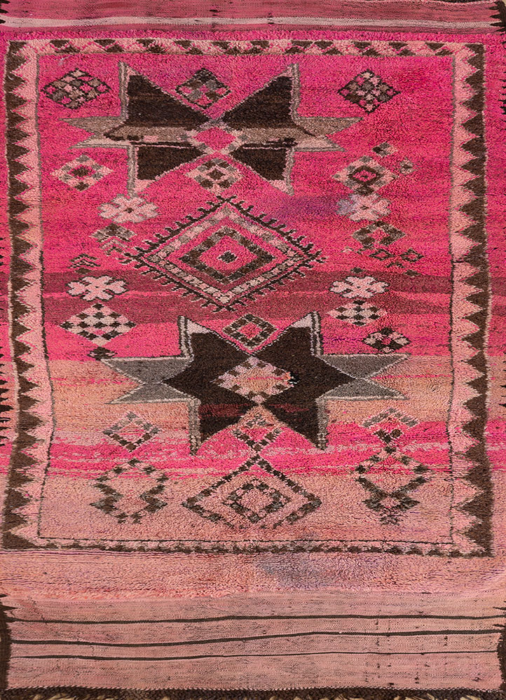nuray pink and purple wool hand knotted Rug - HeadShot