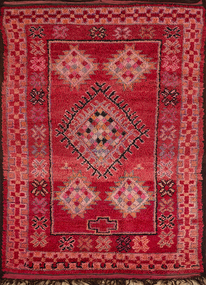nuray red and orange wool hand knotted Rug - HeadShot