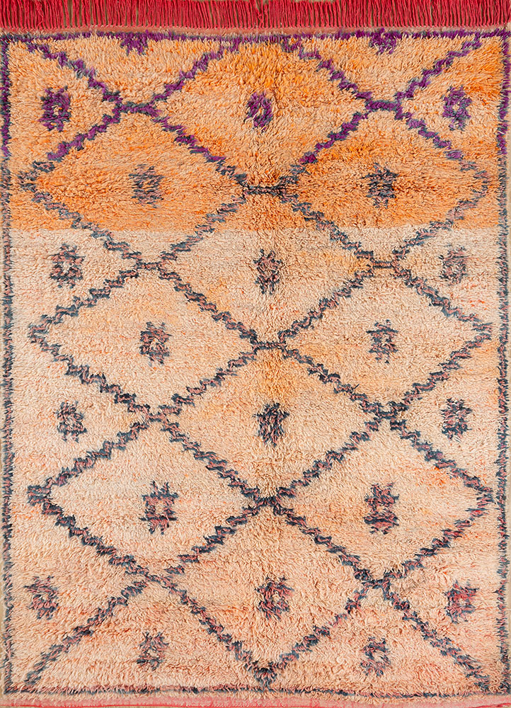 nuray red and orange wool hand knotted Rug - HeadShot