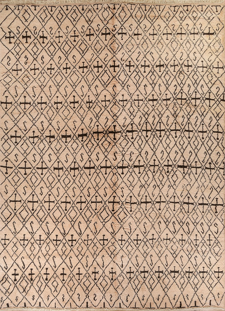 nuray beige and brown wool hand knotted Rug - HeadShot