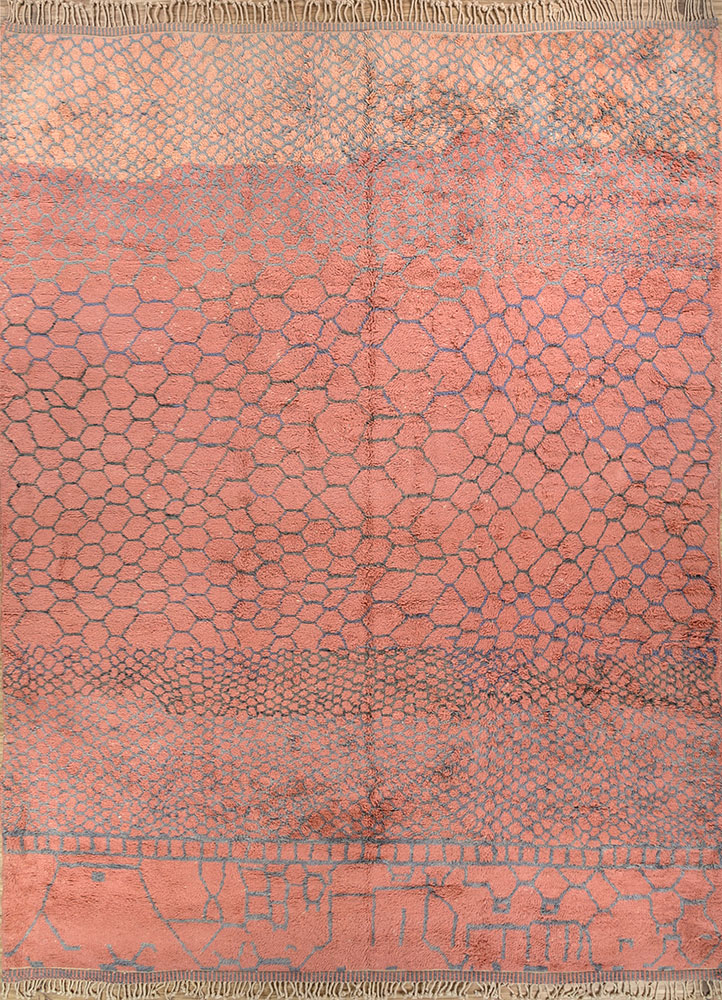 nuray red and orange wool hand knotted Rug - HeadShot