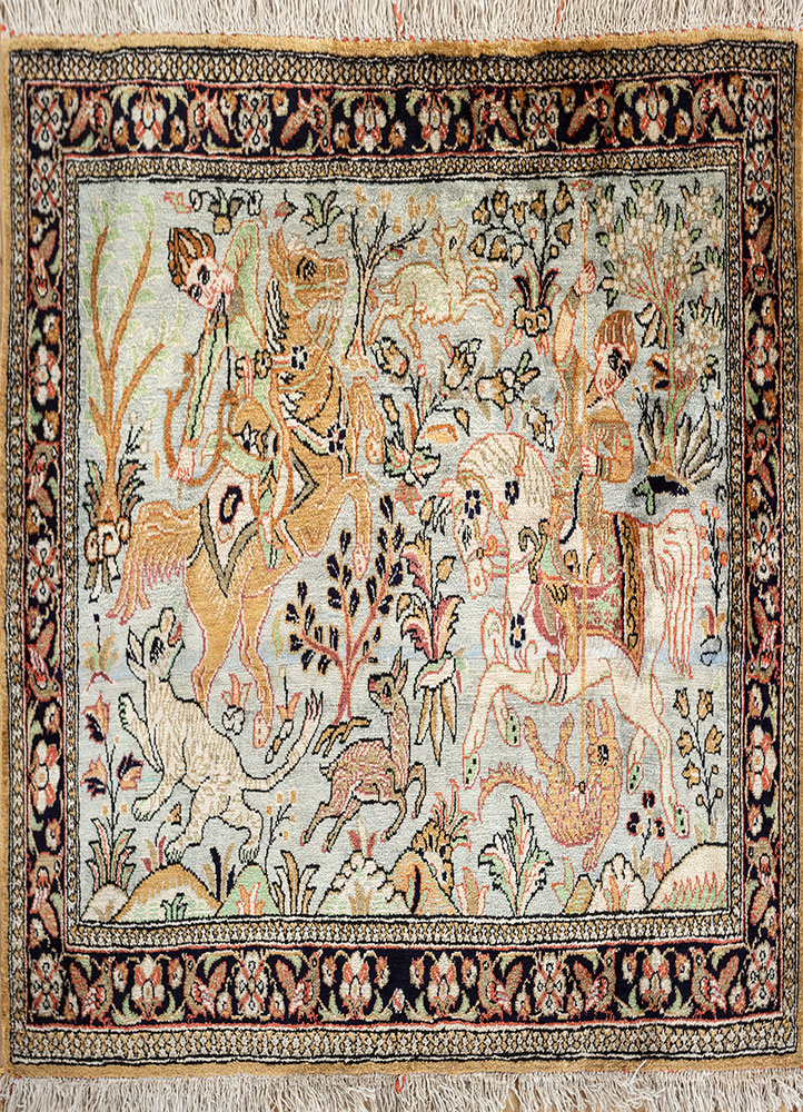 gulmarg gold silk hand knotted Rug - HeadShot
