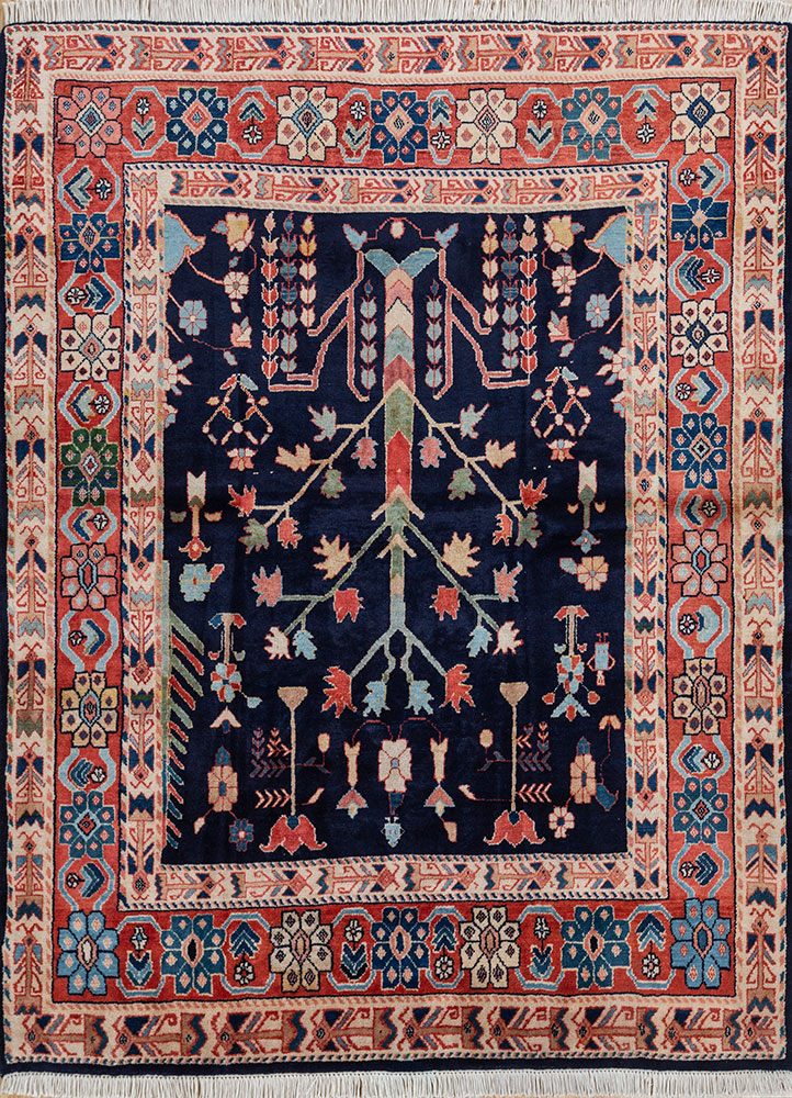 nuray blue wool hand knotted Rug - HeadShot