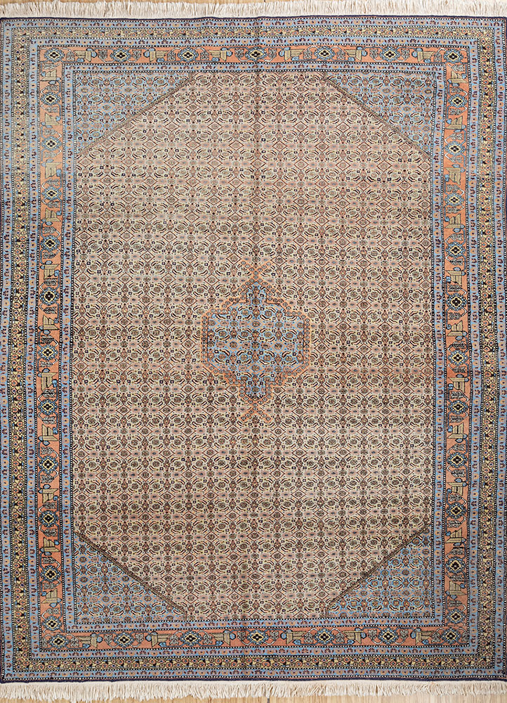 aalam gold wool hand knotted Rug - HeadShot