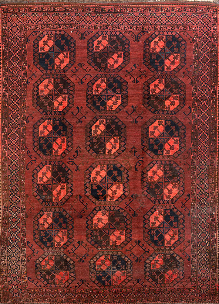 kiaan red and orange wool hand knotted Rug - HeadShot