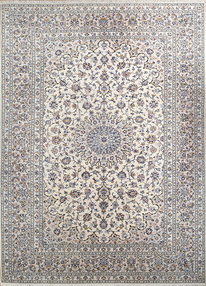 aalam ivory wool hand knotted Rug - HeadShot
