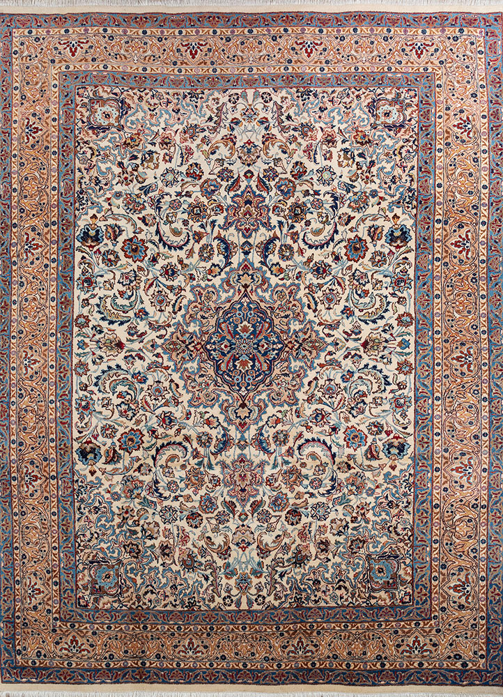 aalam gold wool hand knotted Rug - HeadShot