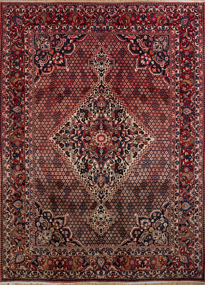 aalam blue wool hand knotted Rug - HeadShot