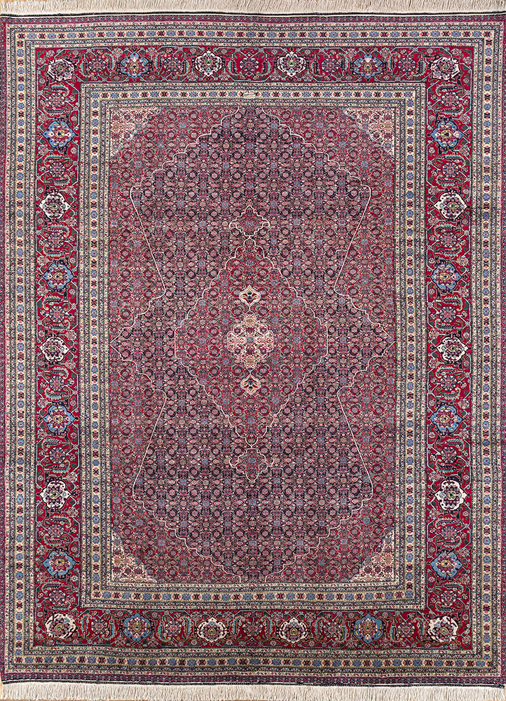 aalam blue wool hand knotted Rug - HeadShot