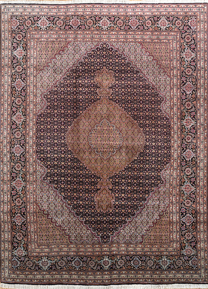 aalam blue wool hand knotted Rug - HeadShot