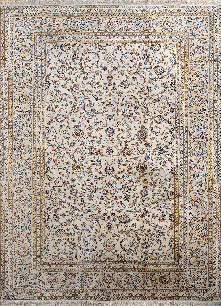 aalam ivory wool hand knotted Rug - HeadShot