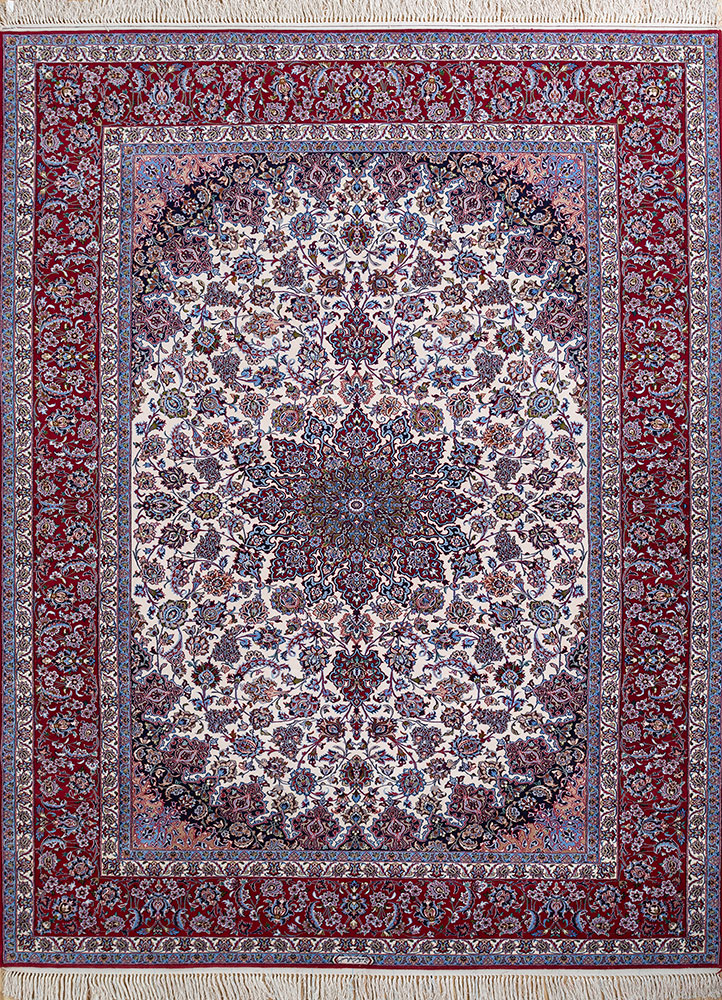 aalam ivory wool hand knotted Rug - HeadShot