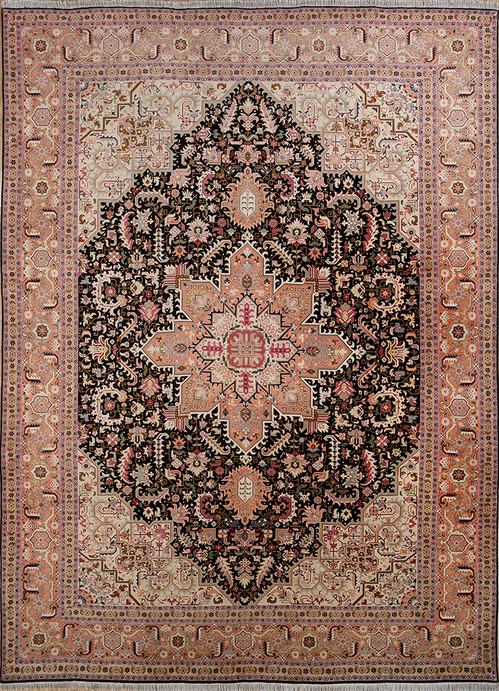aalam blue wool hand knotted Rug - HeadShot
