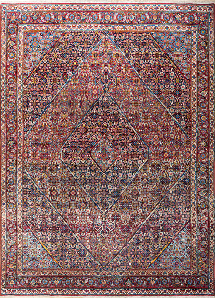 aalam blue wool hand knotted Rug - HeadShot