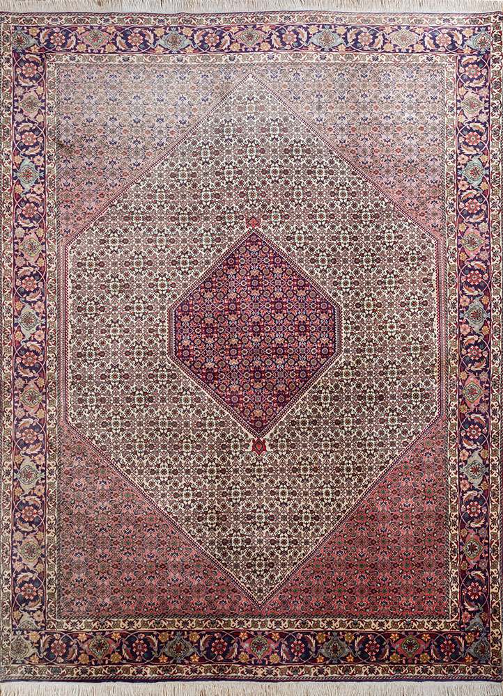aalam red and orange wool hand knotted Rug - HeadShot