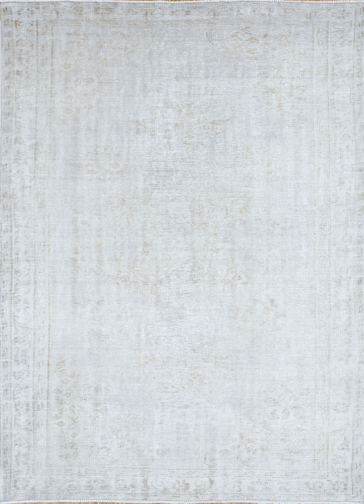 vintage grey and black wool hand knotted Rug - HeadShot