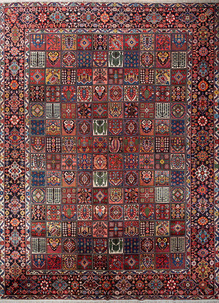 aalam red and orange wool hand knotted Rug - HeadShot