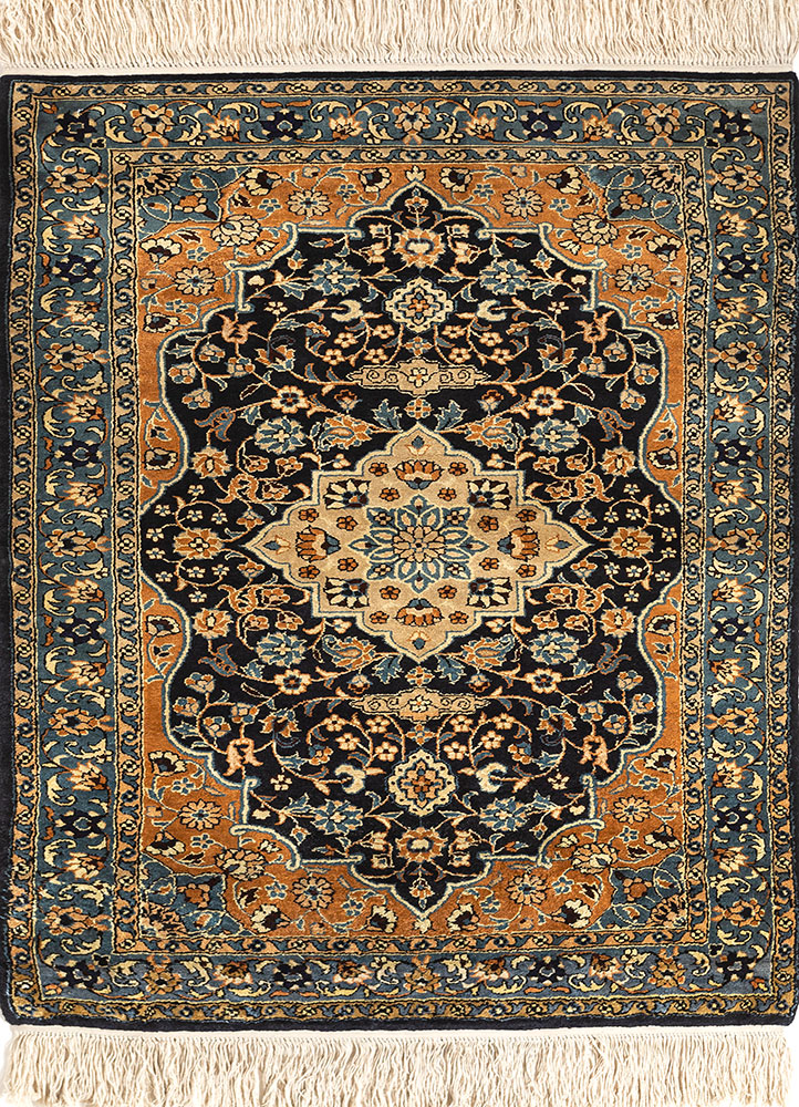 gulmarg blue silk hand knotted Rug - HeadShot