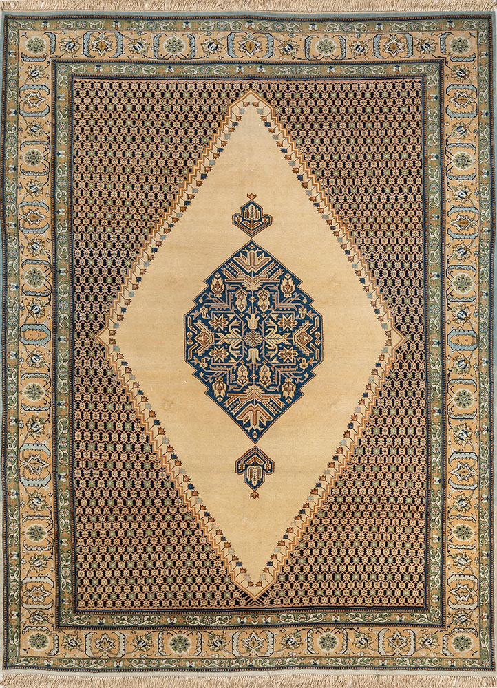 aalam gold wool hand knotted Rug - HeadShot