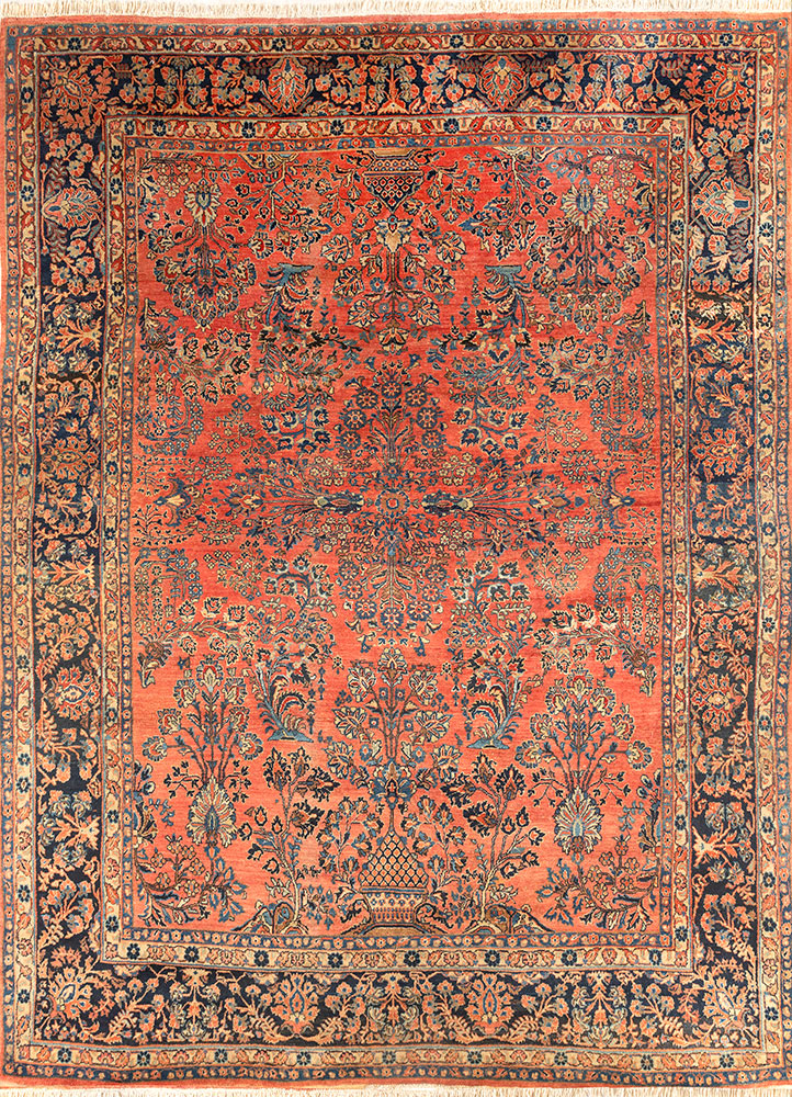 aalam pink and purple wool hand knotted Rug - HeadShot