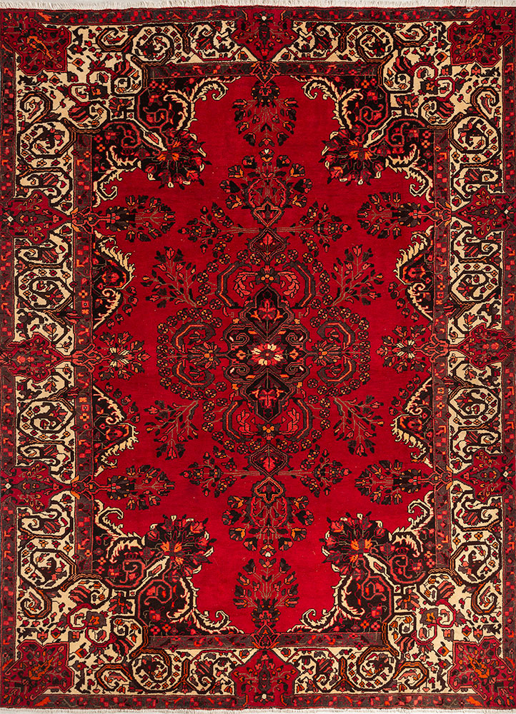 aalam red and orange wool hand knotted Rug - HeadShot