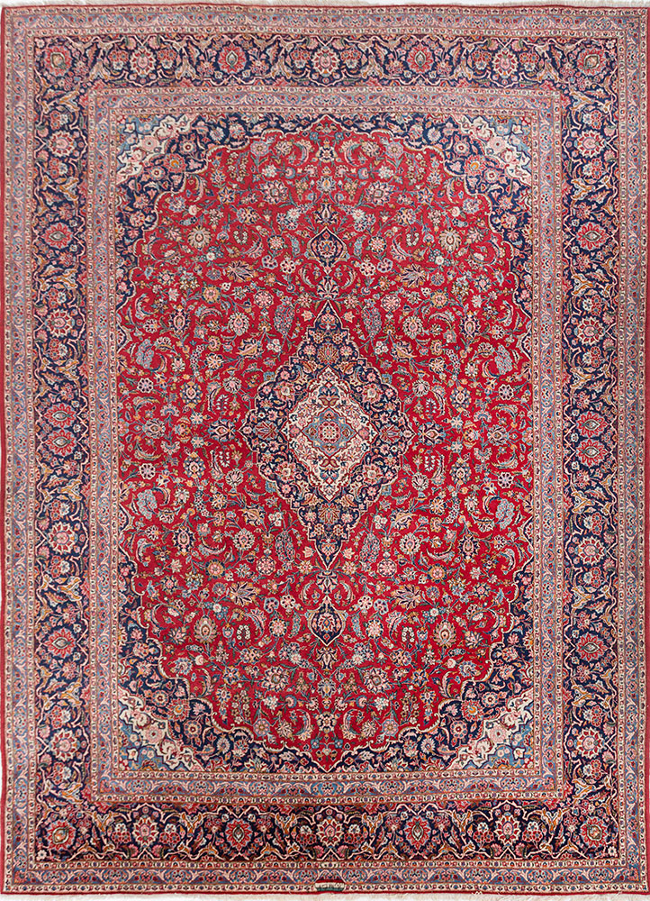 aalam red and orange wool hand knotted Rug - HeadShot