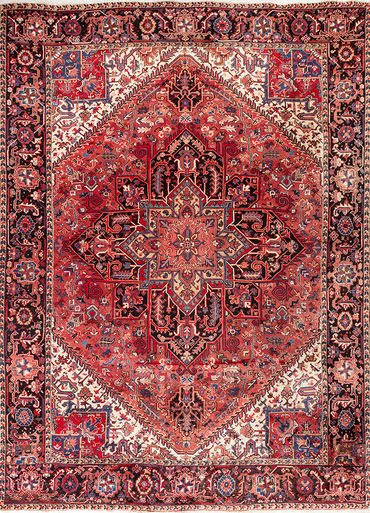 aalam red and orange wool hand knotted Rug - HeadShot