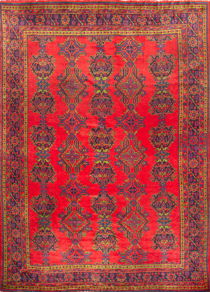 kiaan red and orange wool hand knotted Rug - HeadShot