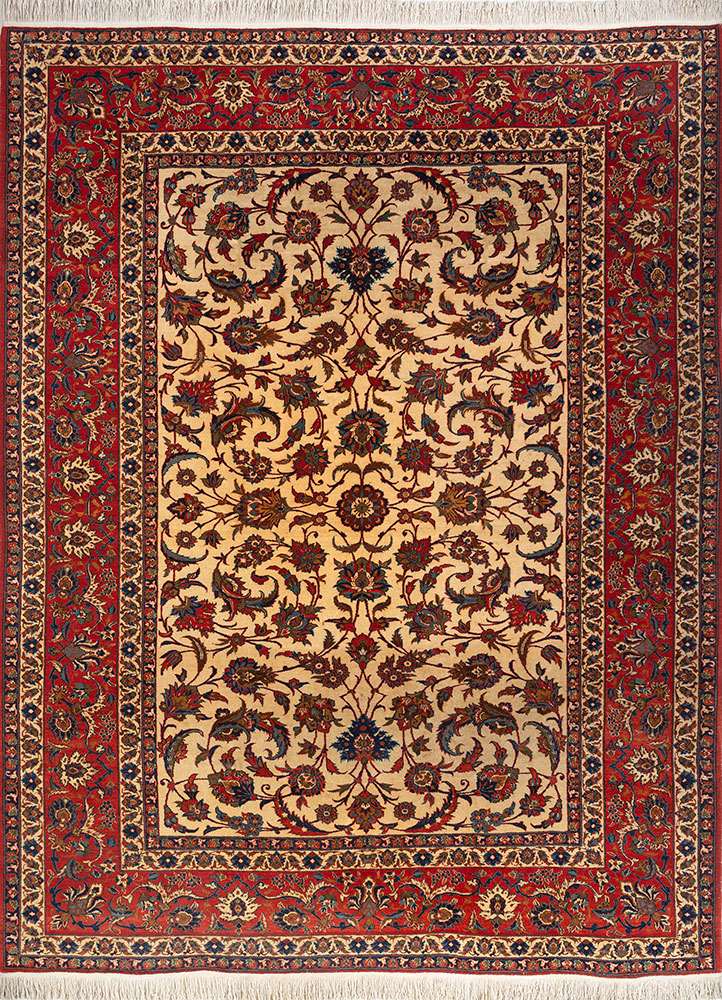 aalam gold wool hand knotted Rug - HeadShot