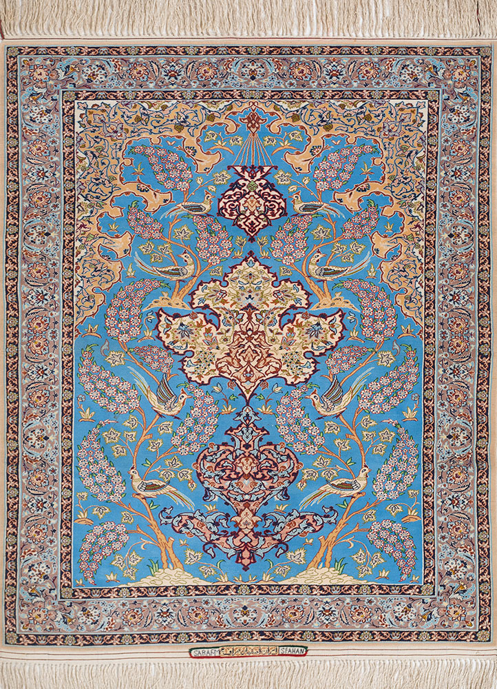 gulmarg blue wool hand knotted Rug - HeadShot