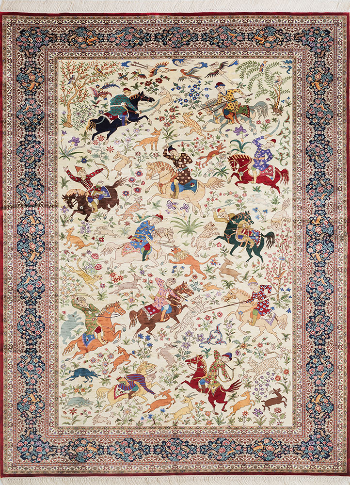 gulmarg ivory silk hand knotted Rug - HeadShot