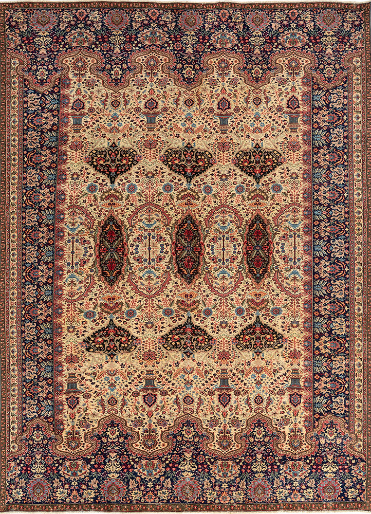 aalam gold wool hand knotted Rug - HeadShot