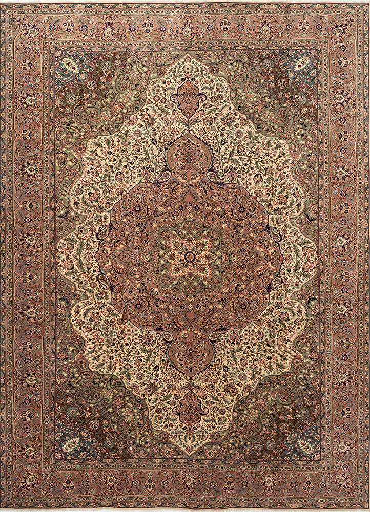 aalam red and orange wool hand knotted Rug - HeadShot