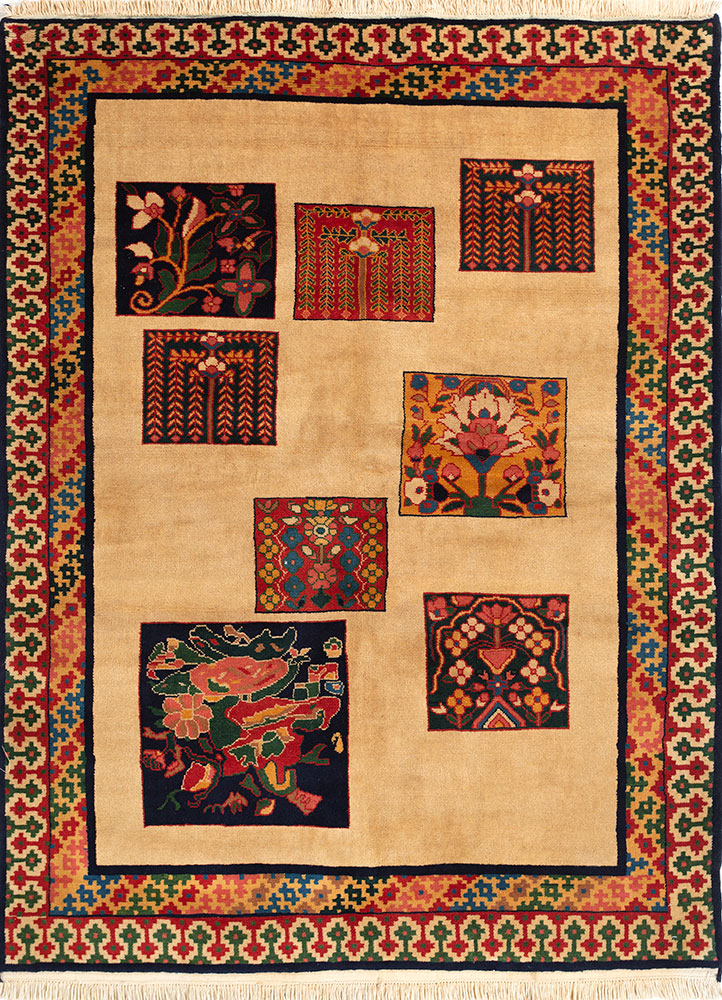 aalam gold wool hand knotted Rug - HeadShot