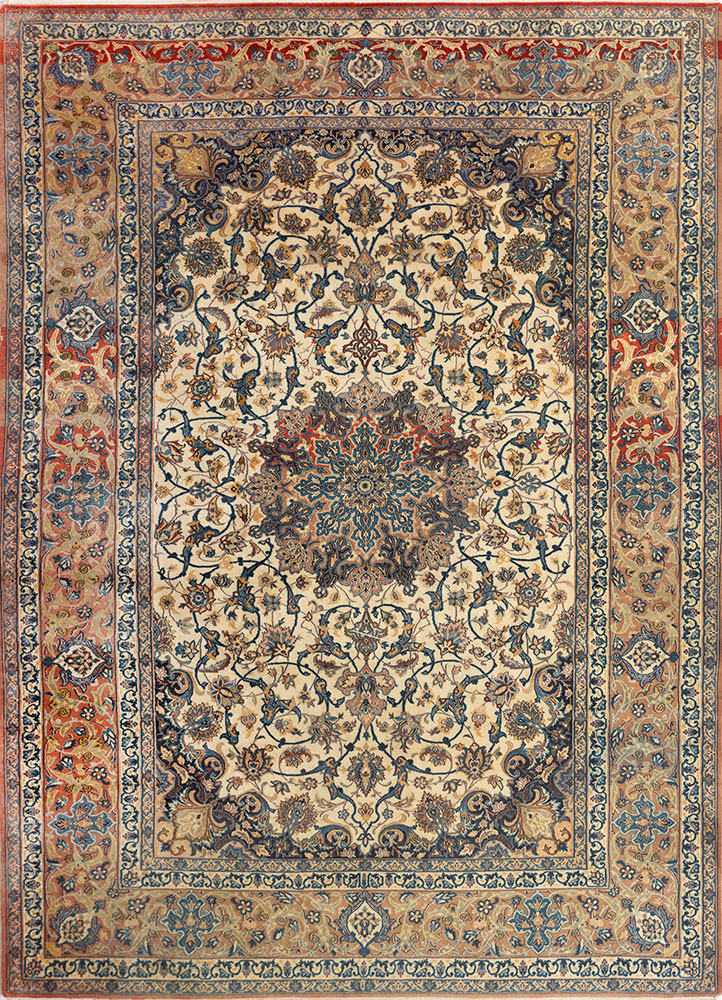 gulmarg gold wool and silk hand knotted Rug - HeadShot