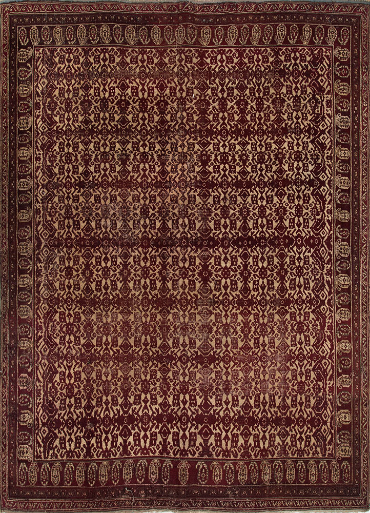 kiaan red and orange wool hand knotted Rug - HeadShot