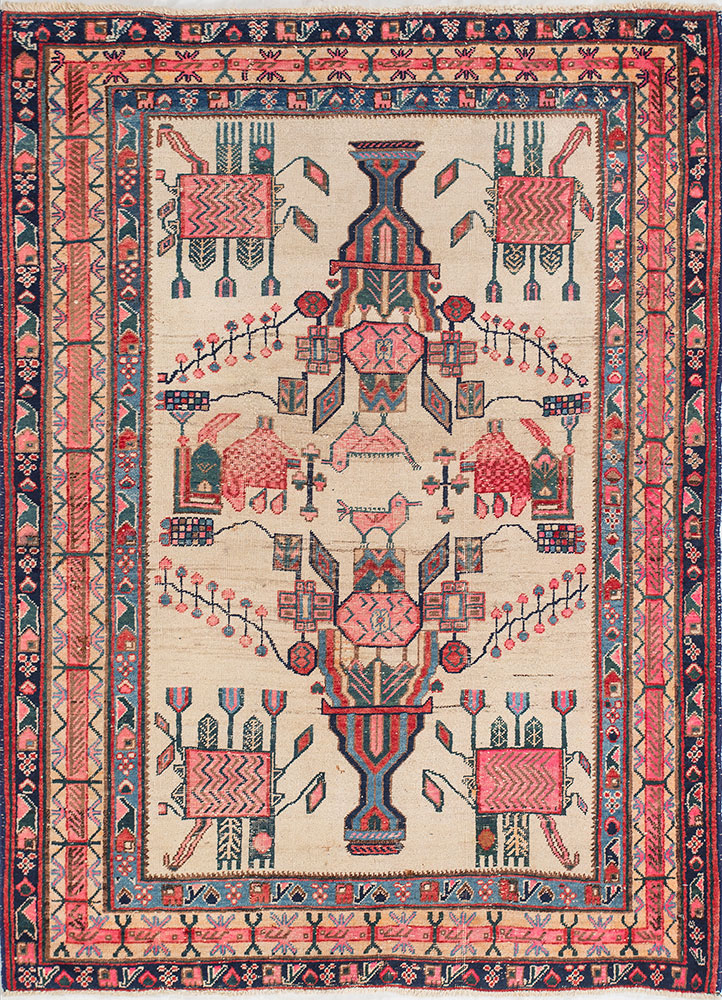 kiaan ivory wool hand knotted Rug - HeadShot