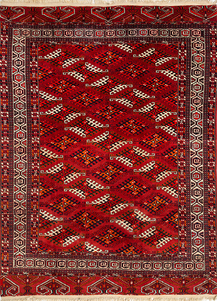 kiaan red and orange wool hand knotted Rug - HeadShot