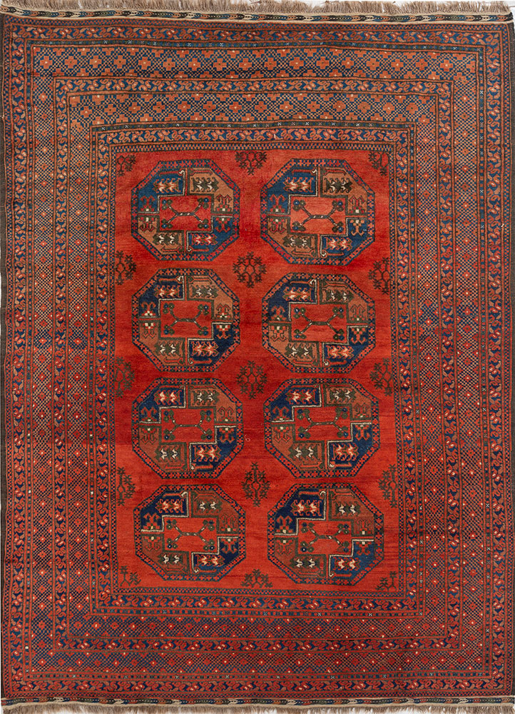 kiaan red and orange wool hand knotted Rug - HeadShot