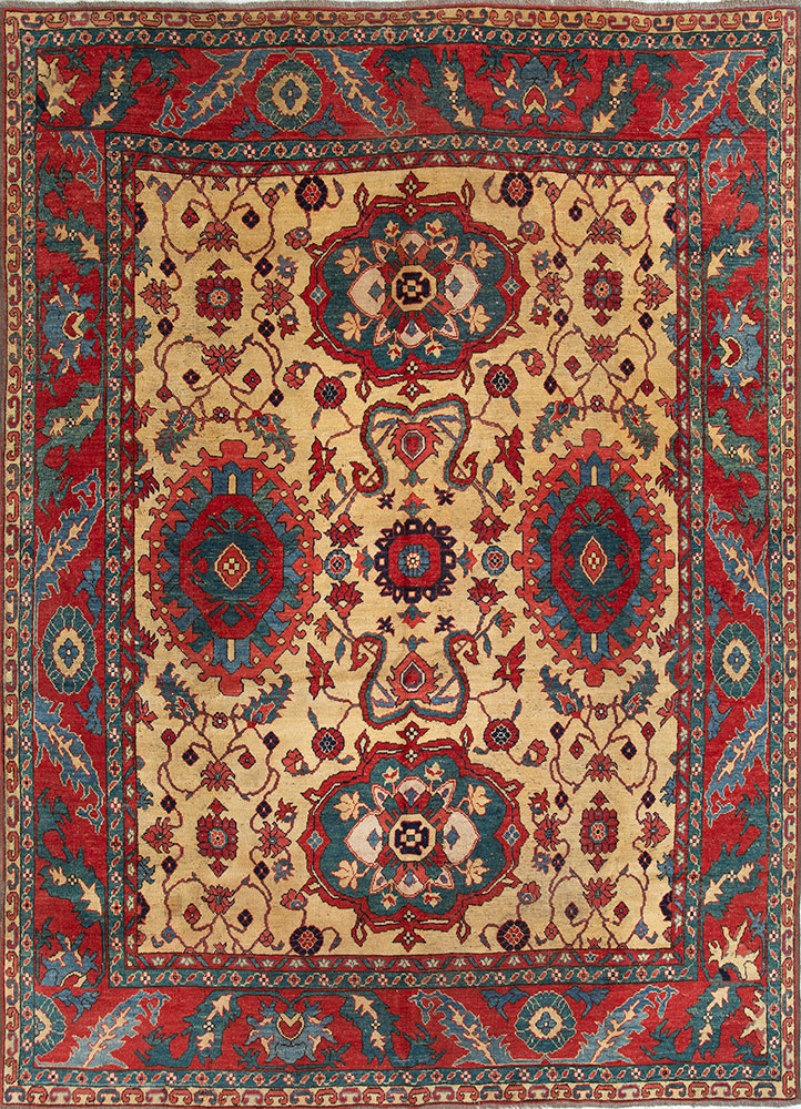 aalam gold wool hand knotted Rug - HeadShot