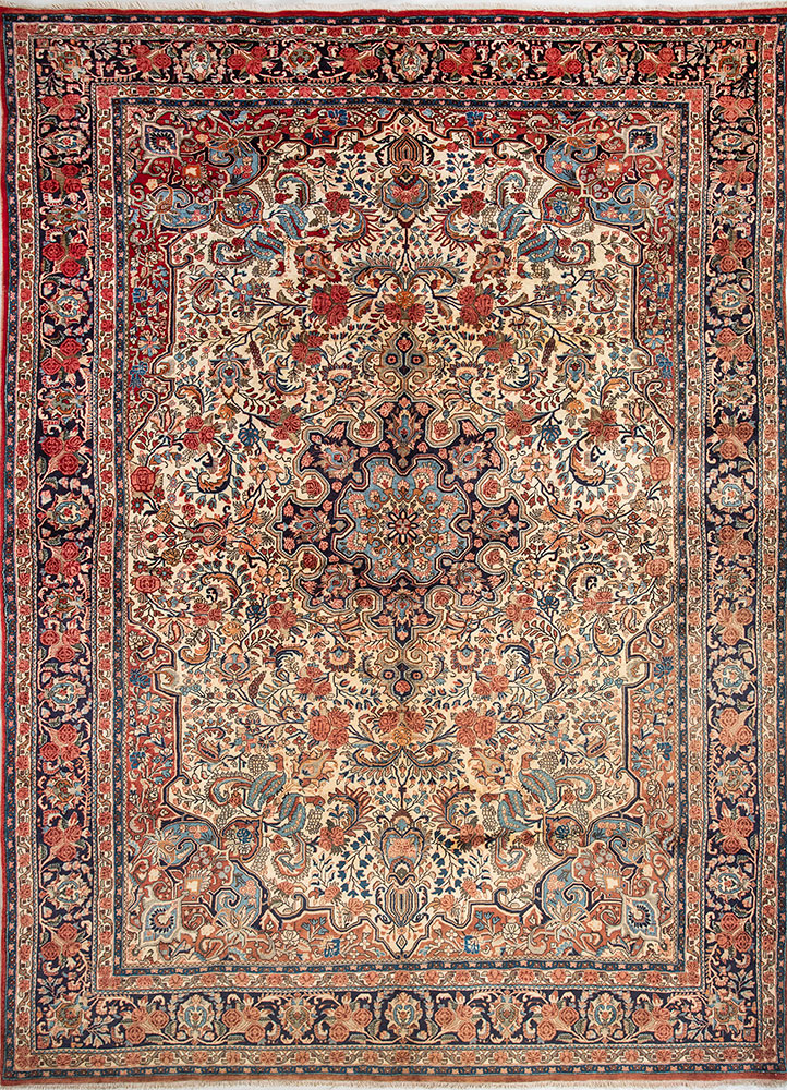 aalam gold wool hand knotted Rug - HeadShot