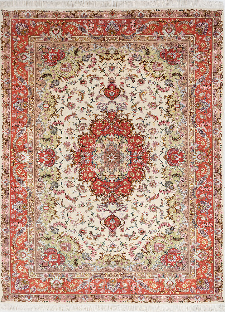 aalam ivory wool hand knotted Rug - HeadShot
