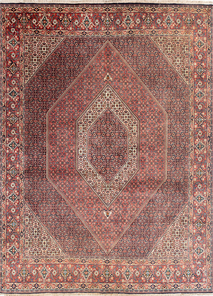 aalam red and orange wool hand knotted Rug - HeadShot
