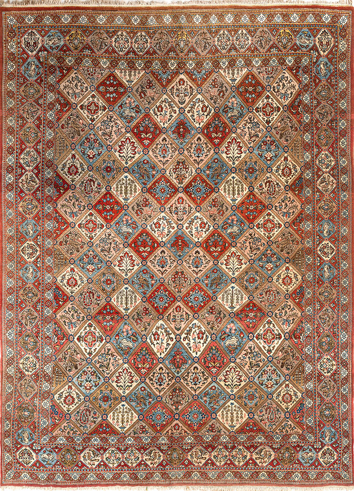 aalam ivory wool hand knotted Rug - HeadShot
